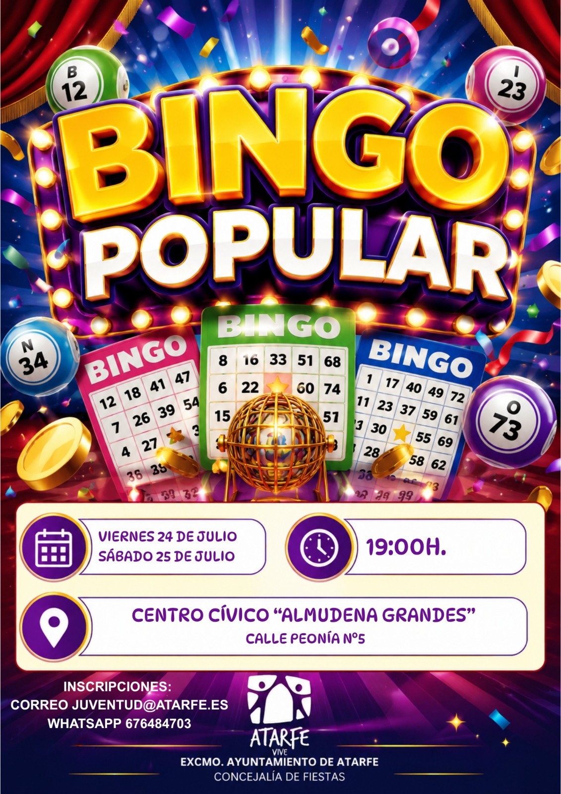 Vuelve el Bingo más esperado de las Fiestas de Atarfe Vuelve el Bingo más esperado de las Fiestas de Atarfe