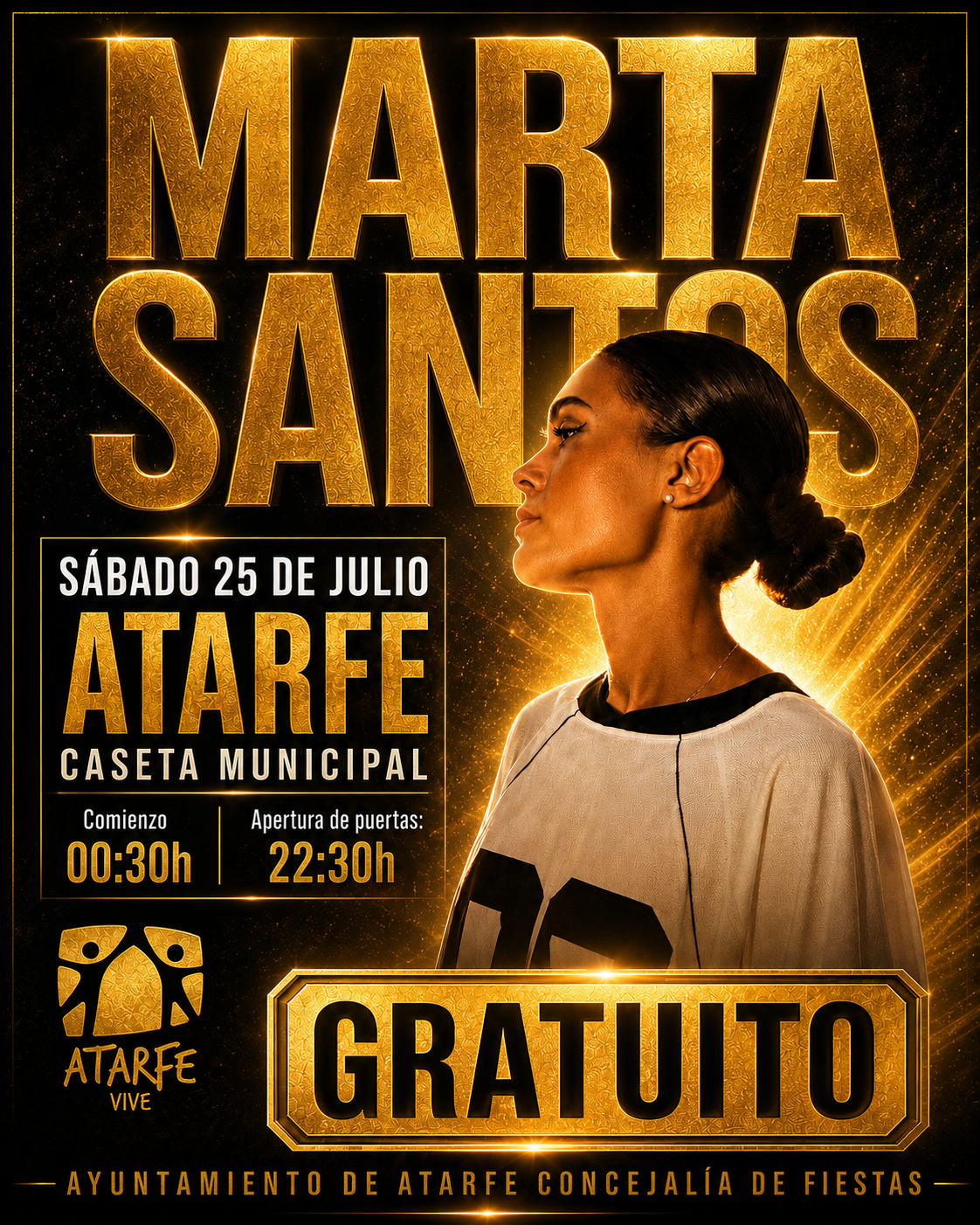Marta Santos llega a Atarfe para protagonizar una de las grandes noches de nuestras Fiestas Marta Santos llega a Atarfe para protagonizar una de las grandes noches de nuestras Fiestas